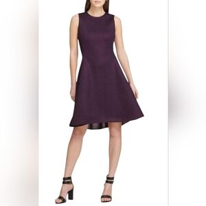 DKNY Designer Dress Purple Textured Mesh New With Tags Sz 14 Knee Length
